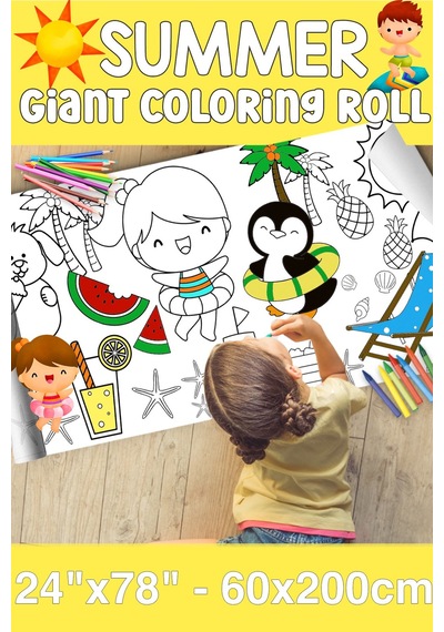 Melolisa Yaz Dev Boy Boyama Kağıdı - Farm Kids Coloring Roll - Giant Painting Paper Roll For Kids