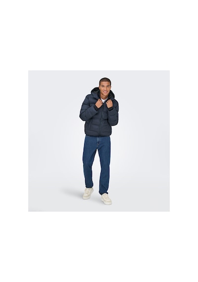 Only & Sons Only&sons Union Seamless Life Puffer Erkek Lacivert Kapüşonlu Mont