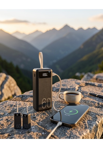 Powerbank 60.000 Mah Dijital Göstergeli 4 Kablo Uyumlu Çok Renkli
