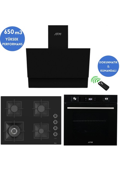 Afm Tech Ve Ferre Venüs Turbolu Siyah Dijital SC405-WFA WOK + FM7700 + FM3400 Ankastre Set