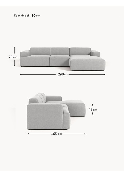 Most Mollista 3 Modül Sağ Köşe Koltuk 32 Gri Keten Kumaş Yumuşak