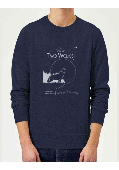Tale Of Two Wolves Graphic Novel Baskılı Indigo Erkek Sweatshirt
