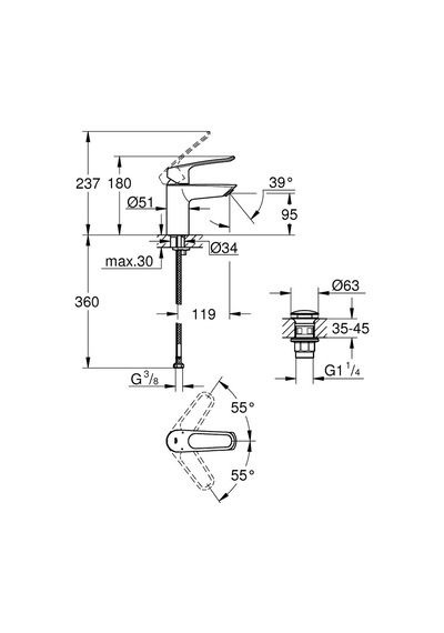 Grohe Eurosmart Tek Kumandalı Lavabo Bataryası 23980003