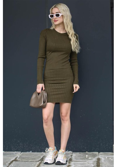 Madmext Haki Bodycon Fitilli Mini Elbise Mg1710-haki