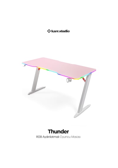 Thunder Rgb Aydınlatmalı Oyuncu Masası Pembe