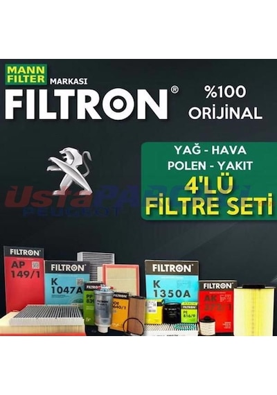Peugeot 206 1.4 Hdı Mann Filtron Filtre Bakım Seti 2002-2009 (495301151)
