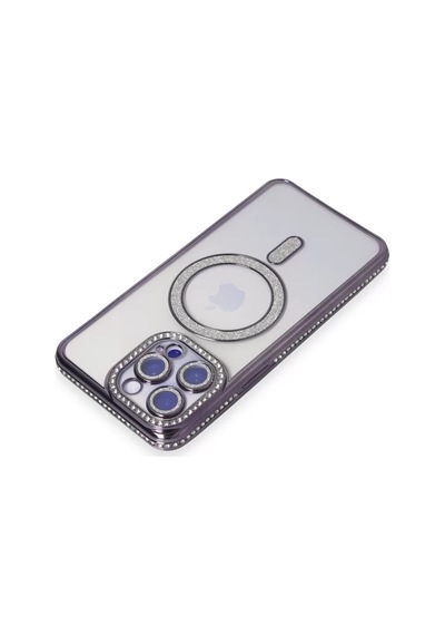 Newface Apple İphone 15 Pro Kılıf Joke Simli Magneticsafe Kılıf - Derin Mor