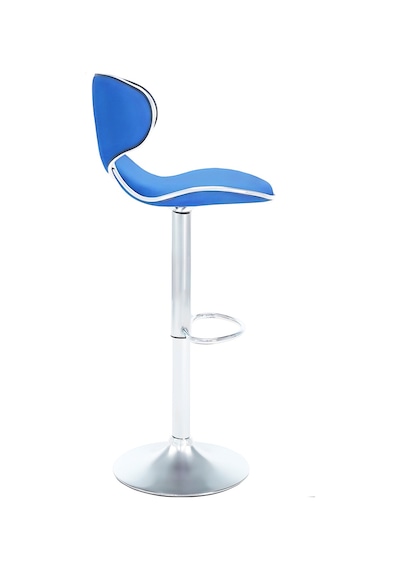 Bürocci Zen Bar Taburesi - Mavi Modern Deri Metal Ataklı Yüksek Tezgah Sandalyesi - 9549s0514 Mavi
