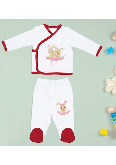 Bk Kids Kişiye Özel Hastane Çıkışı, Bebek Kıyafeti, Yeni Doğan Bebek Hediyesi, 6 Parça Kırmızı Bebek Elbise Giyim Seti-5