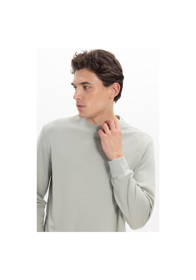 Tudors Erkek Standart Fit Normal Kesim Uzun Kollu Ekstra Soft Modal Kumaş Bisiklet Yaka Yeşil Sweatshirt-50211