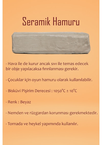 Seramik Hamuru 2 Kg Ebeşuar 6x15 Ml Akrilik Boya Merdane Kil Seti