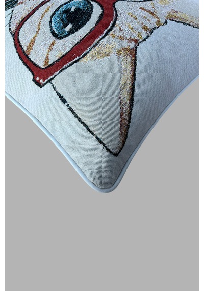 Kırlent Kılıfı Goblen Dokuma Kumaş - 45x45cm Çift Taraflı Biyeli Dekoratif Kırlent Kılıfı - Vs-0050 Çok Renkli