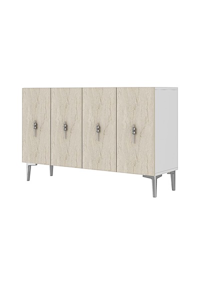Ka1217bts Salkım Konsol Ve Tv Sehpası Beyaz-traverten-silver 120cm
