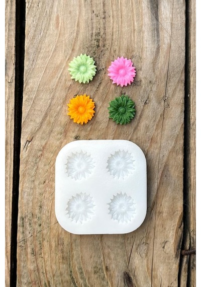 Rufus Concept Gerbera Çiçeği Dörtlü Mum Kalıbı Silikon Çok Renkli