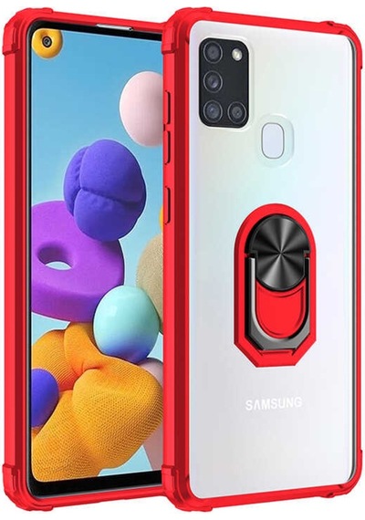 Samsung Galaxy Uyumlu A21S Kilif Standli Yüzüklü Mola Silikon Kapak 393062302