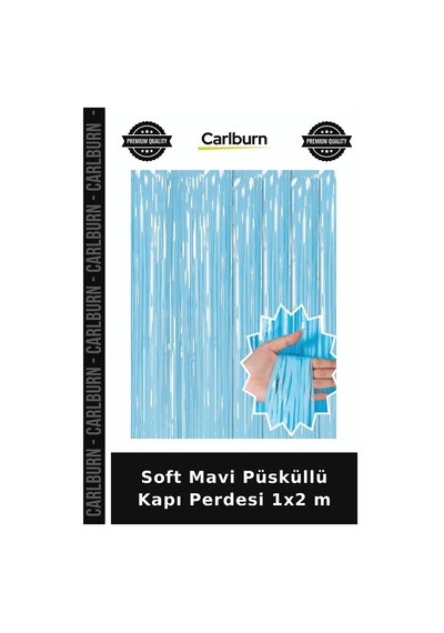 Soft Mavi Püsküllü Kapı Perdesi 1x2 M Kutlama Eşyası Parti Detayı Eğlence Malzemesi Çok Renkli