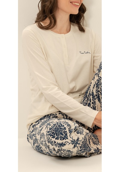 Pierre Cardin 9285 Modal Uzun Kol Kadın Pijama Takım Bej
