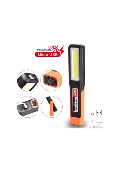 Ragarigo Mıktatıslı Oto Tamirci El Feneri Kamp Feneri Askılı Usb Şarjlı Siyahturuncu