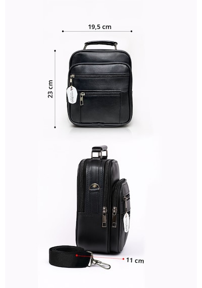 Westbag Erkek Siyah Çelik Kasalı Hakiki Deri El Ve Omuz Çantası Ayarlanabilir Askılı Büyük Boy