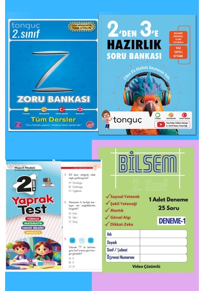 Tonguç 2. Sınıf Zoru Bankası Tüm Dersler Ve 2'den 3'e Hazırlık Kitabı Ile Yaprak Test 3' Lü Seti