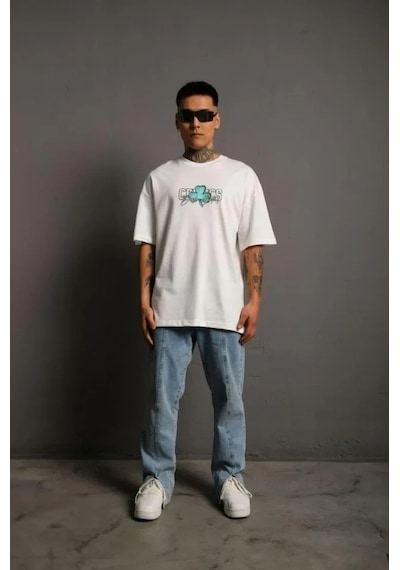 Vexor Erkek Sırt Baskılı T-shirt - Beyaz