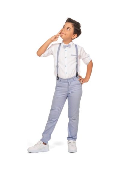 Mnk Baby & Kids Oxford Gömlek Uzun Pantolon Erkek Çocuk Takımı Mnk0302 Mavi