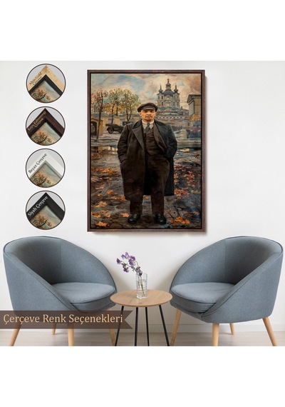 Çerçeveli Vladimir Lenin Sovyet Dönemi Rusya Dekoratif Duvar Tablosu-6194