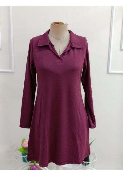 Bhrwear Kadın Uzun Kollu Yakalı Kısa Modal Elbise Renkli