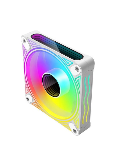 Coolmoon - Dm1 12cm Kasa Fanı 5v 3pin Argb Aura Sync 12v 4pin Pwm Soğutucu Fan - 120mm - Beyaz