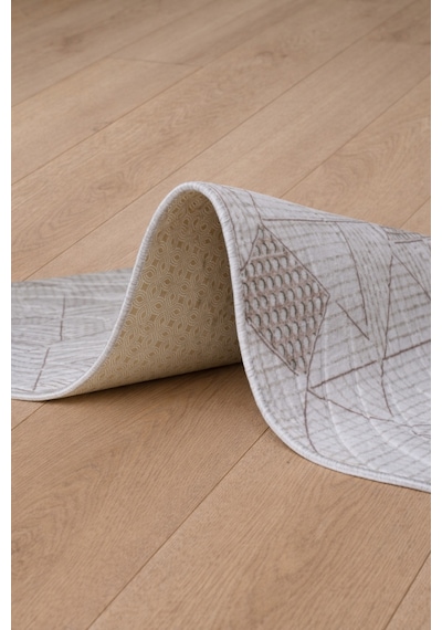 Modern Geometrik Desenli Bej Kahve Halı Kabartmalı Dokulu Salon Oturma Odası Yatak Odası Dekoratif Halı Fch3023 Kahve