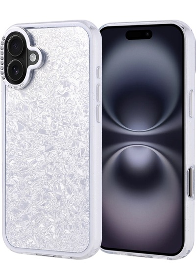 Apple Uyumlu iPhone 16 Plus Kılıf Taşlı Tasarımlı Zore Kapi Kapak Gümüş
