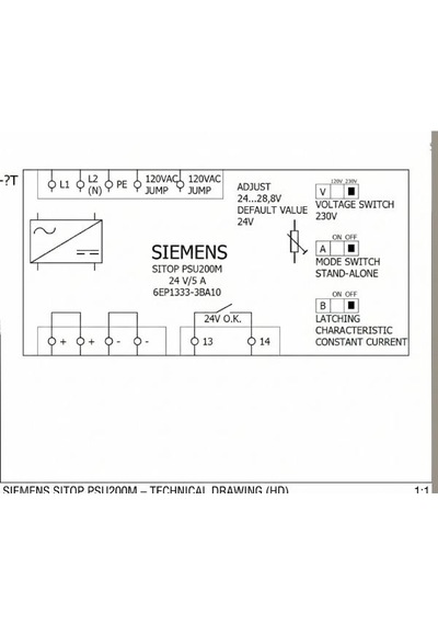 Siemens 6ep1334-3ba10 Sitop Psu200m 24v Dc / 10a Endüstriyel Güç Kaynağı