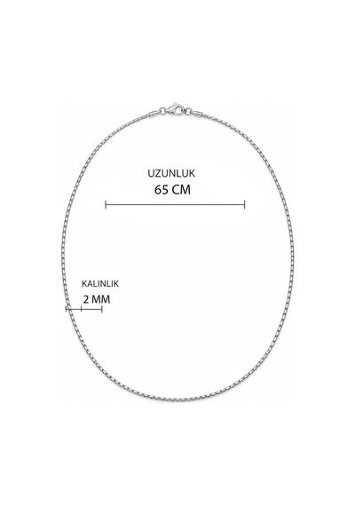 Erkek Geçmeli Düz Sıra Venedik Zincir Kolye 2 Mm 65 Cm Gümüş