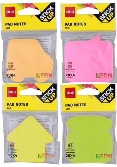 Deli Yapışkanlı Not Kağıdı 4x20yp Renk Ultra Neon A03102