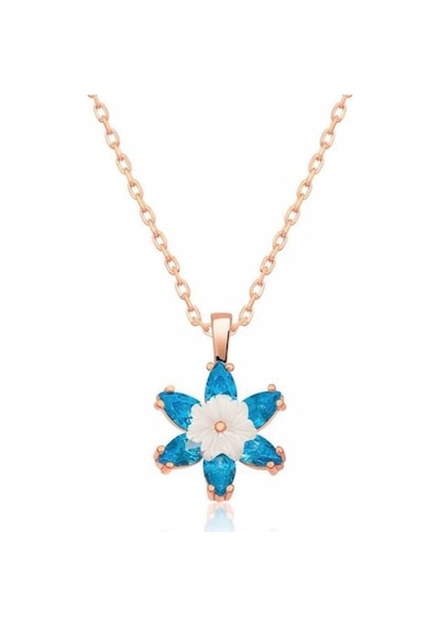 Gümüş Mavi Lotus Çiçeği Kolye (551177070)