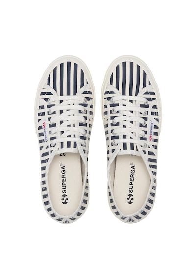 Superga 2750 Stripes Print Unisex Beyaz-lacivert Bileksiz Sneaker Beyaz-lacivert-457