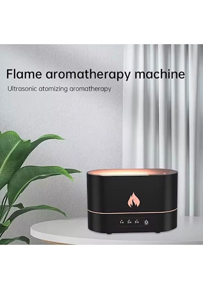 Alev Efektli Ultrasonik Hava Nemlendirici - Sessiz, Otomatik Kapanma, Led Işıklı Aroma Difüzör