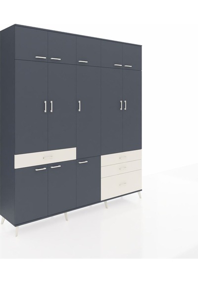 Hyperion Dolap 8 Raflı 4 Çekmeceli 3 Askılı 220x44x243 Antrasit-antrasit/aytaşı Antrasıt/aytası Hyperion Dolap 8 Raflı 4 Çekmeceli 3 Askılı 220x44x243 Antrasit-antrasit/aytaşı Antrasıt/aytası