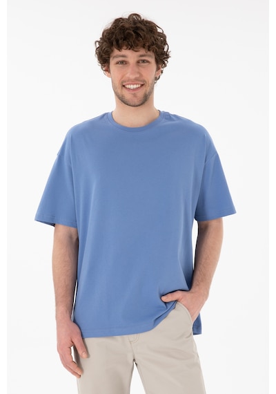 U.S. Polo Assn. Erkek Oversize Fit Bisiklet Yaka Koyu Mavi Tişört 50305859-VR032