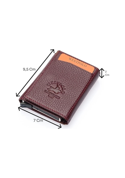 Westpolo Hakiki Deri Unisex Mekanizmalı Cüzdan 8 Kartlık - Bordo Bodro