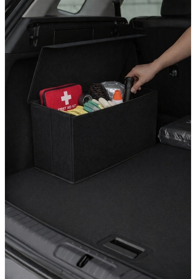 Serstil Oto Bagaj Organizer Kapaklı Düzenleyici Çanta Cırtlı, Katlanabilir Araç Bagaj Kutusu 50x25x15 Cm