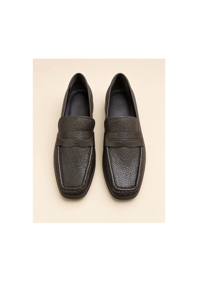 37brandshoes Koyu Kahverengi Deri Penny Loafer Kahverengi Kahverengi