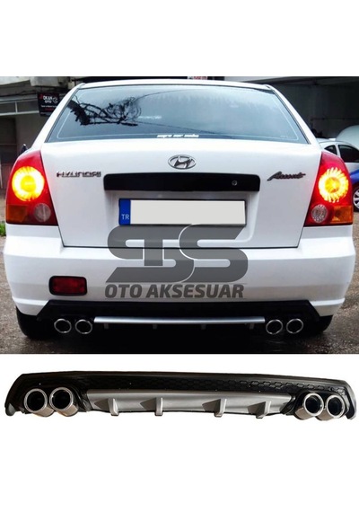 Hyundai Accent Admire Difüzör Arka Tampon Eki 4 Egzoz Çıkışlı Gri Lüx Tip