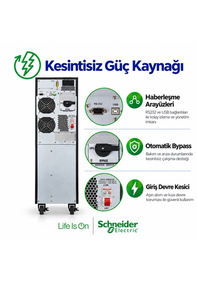 Apc Easy Ups Srv6kı 6000va 6000w 6kva Online Çift Çevrim Saf Sinüs Ups