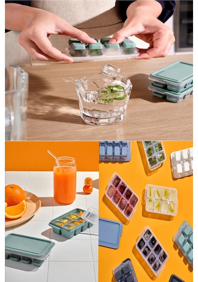 Mini Kapaklı Yapışmaz Silikon Buzluk 8 Bölmeli Bas Çıkar Silikon Diğer