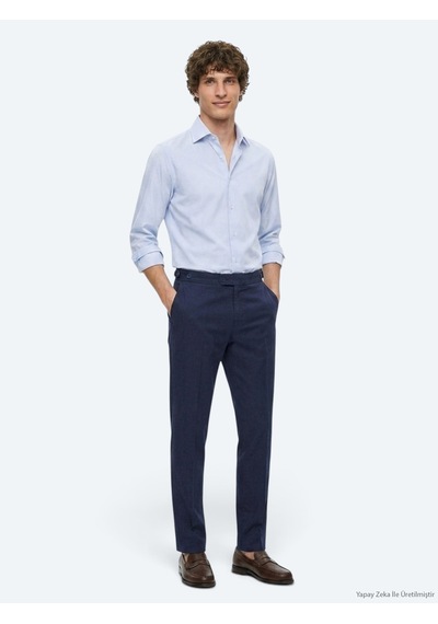 Kip Lacivert Düz Dokuma Regular Fit Casual Pamuk Karışımlı Pantolon Lacivert --