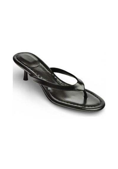 Fox Shoes Y518342809 Siyah Parmak Arası Kısa Topuklu Kadın Terlik Siyah