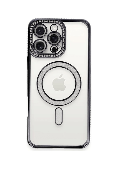 Apple Uyumlu iPhone 16 Pro Uyumlu Kılıf Joke Simli Magneticsafe Kılıf - Siyah