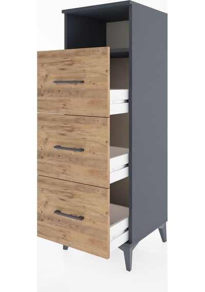 Hyperion Dolap Tek Raflı 3 Çekmeceli 44x44x134 Antrasit-çam Antrasit