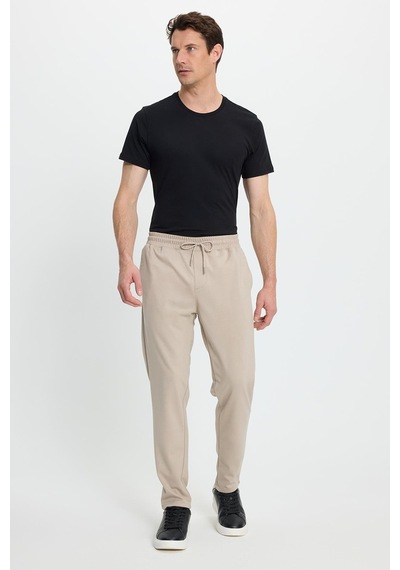 Tudors Erkek Regular Fit Klasik Kesim Beli Lastikli Bağcıklı Bej Jogger Pantolon-41772 Bej